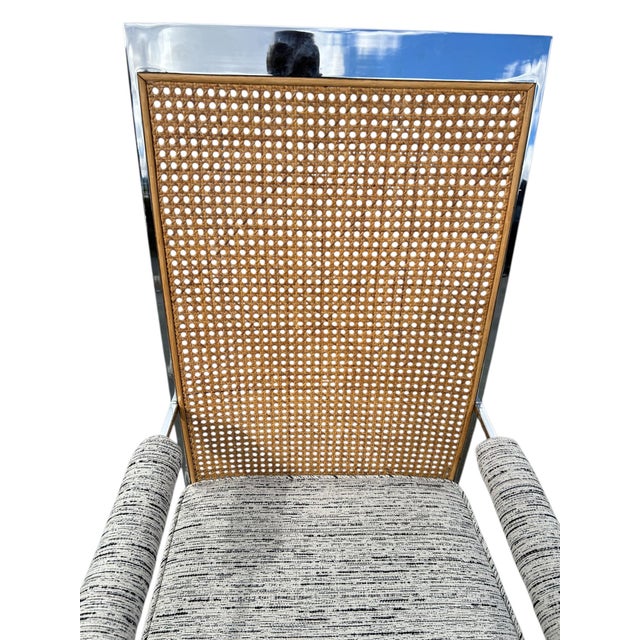 Set of Eight Milo Baughman for Thayer Coggin Chrome and Cane Dining Chairs For Sale In Raleigh - Image 6 of 8