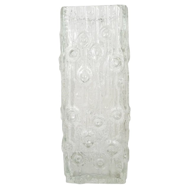 Large German Modern Ice Glass Vase from Peill & Putzler, 1970s For Sale