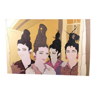 Modern Figurative Acrylic on Canvas Painting of Women With Style For Sale