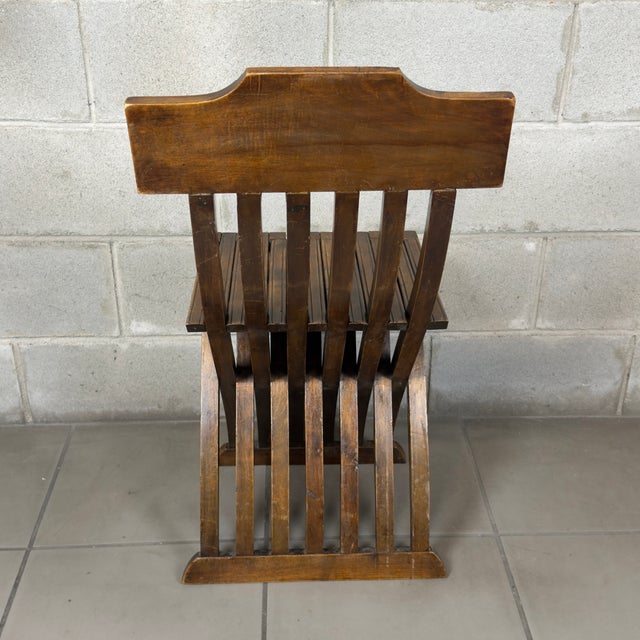 Antique Italian Folding Chairs in Carved Wood, 20th Century, Set of 2 For Sale - Image 6 of 11