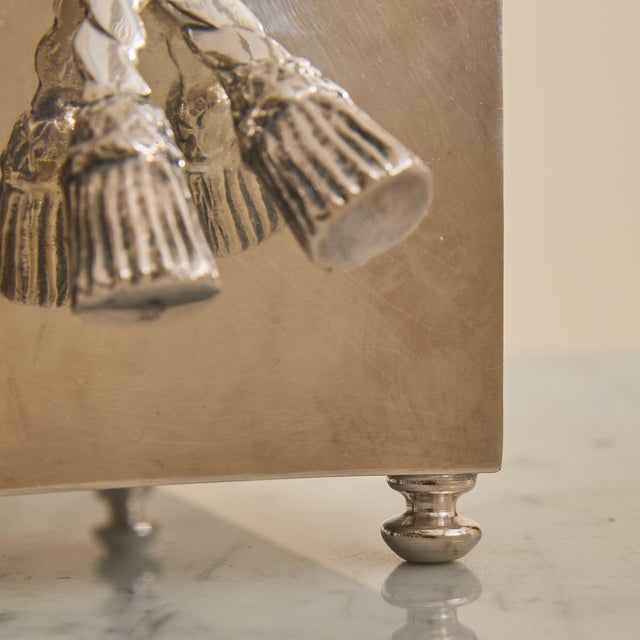 Metal Vintage French Silver Wine Cooler with Tassel Motif For Sale - Image 7 of 10