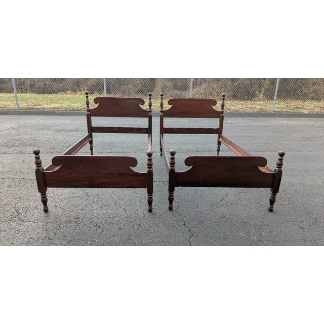 Mid 20th Century Mid 20th Century Pair of American Empire Style Twin-Size Bed Frames For Sale - Image 5 of 12