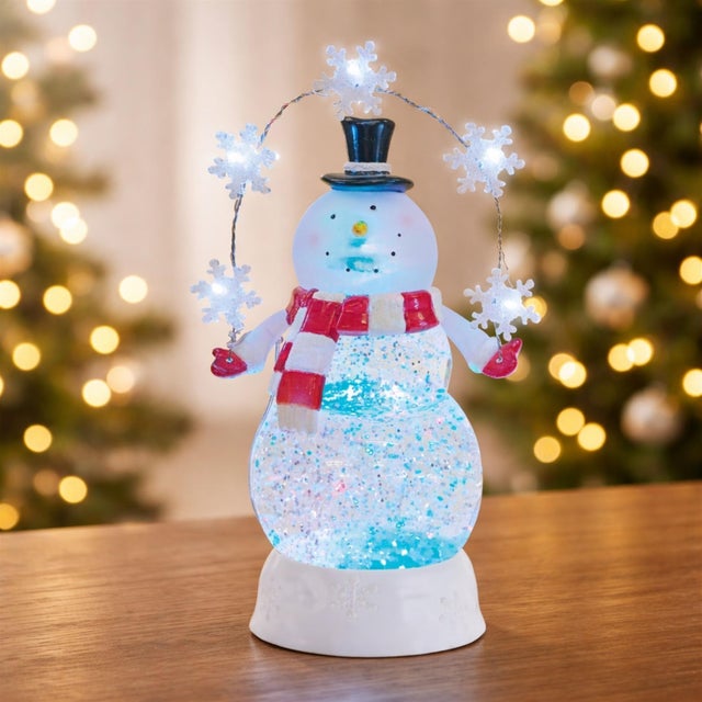 Kenneth Ludwig Chicago LED Snowman Snow Globe 9.5"H For Sale - Image 4 of 4