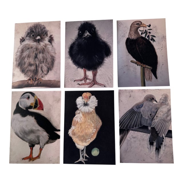 Set of Six Folded Note Cards Printed From My Original Drawings of Birds For Sale