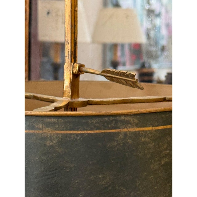 Metal Late 20th Century French Tole Bouillotte Lamp With Green Shade and Dolphin Arms For Sale - Image 7 of 10