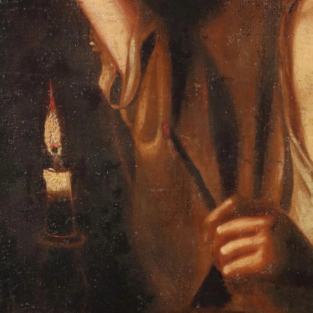 Georges De La Tour, Young Man Lighting a Pipe, Oil on Canvas, Framed For Sale - Image 6 of 12