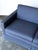 Wood 1960s Vintage Mid-Century Navy Jacquard Skirted Tuxedo Sofa For Sale - Image 7 of 18