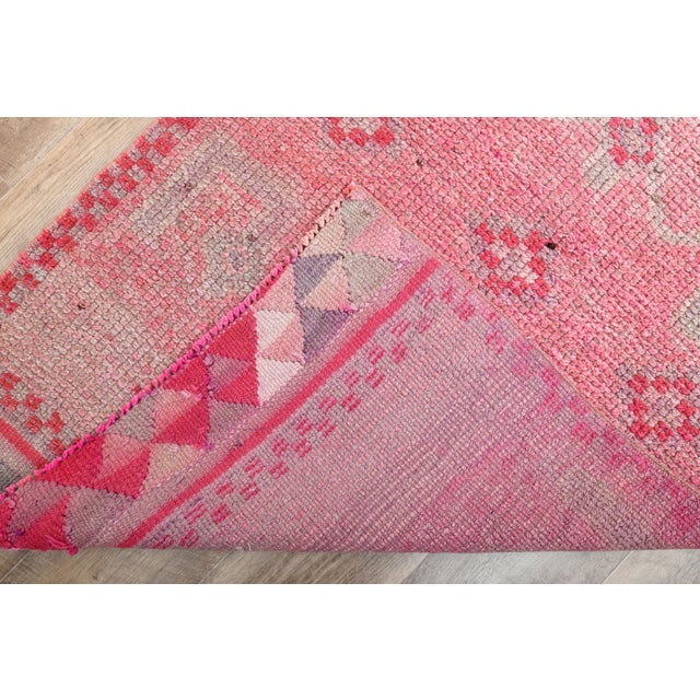 Textile 1970s Turkish Oushak Handmade Wool Cotton Pink Area Rug For Sale - Image 7 of 11