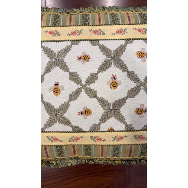 Vintage French Aubusson Style Tapestry Pillow - Napoleonic Bee Motif For Sale - Image 4 of 5