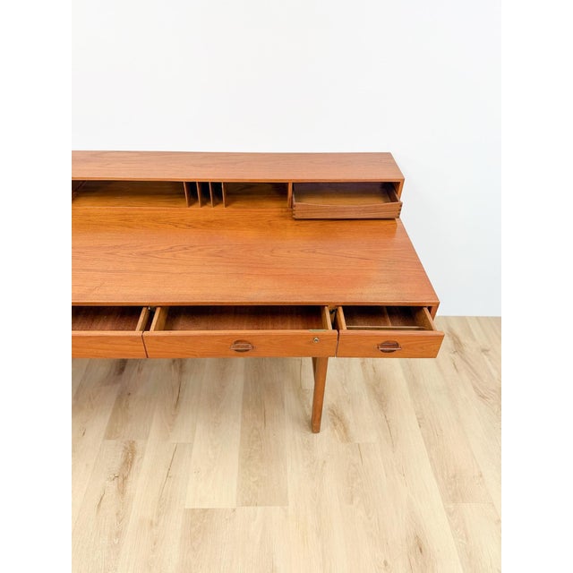 Peter Lovig Nielsen MCM Desk Folding Top Shelving Rare Danish Modern Office Desk For Sale - Image 11 of 16