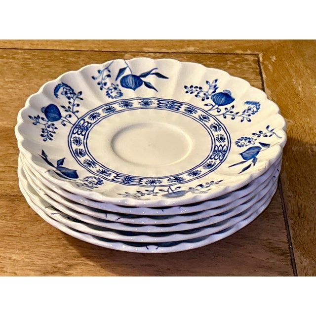Meakin & Co. 1960’s J&g Meakin Blue Onion English Saucers - Set of 6 For Sale - Image 4 of 7