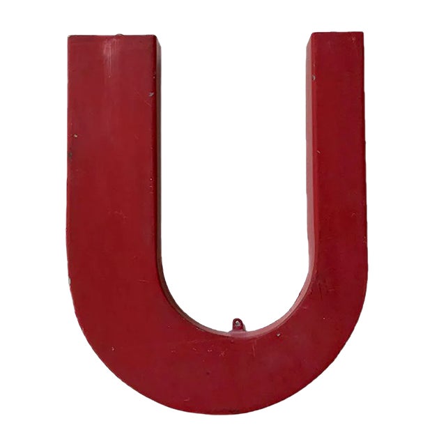 Vintage Industrial Metal Letter U For Sale
