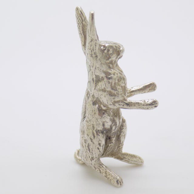 Vintage Italian Handmade Genuine Silver Standing Rabbit Figurine Miniature For Sale - Image 4 of 10