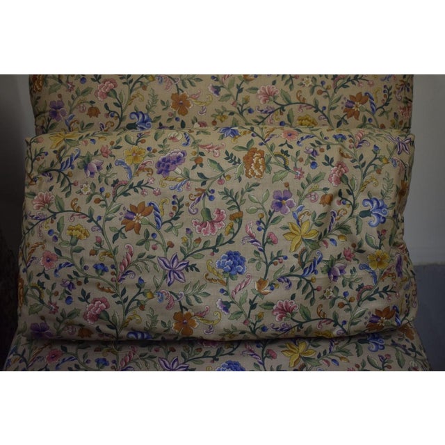 Wood Pair X Billy Baldwin Style Petite Fleur Glazed Chintz Slipper Chairs For Sale - Image 7 of 17