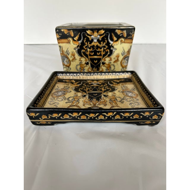 Ceramic Vintage Ceramic United Wilson (Juwc) Renaissance Revival Planter & Tray For Sale - Image 7 of 10