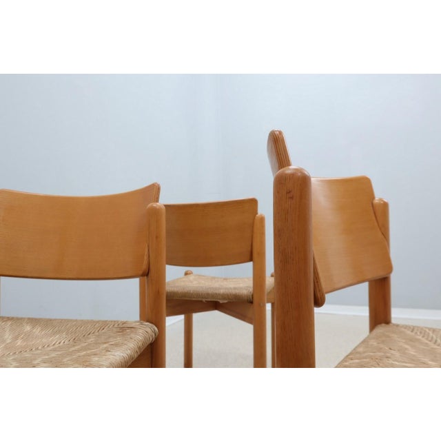 Brown Vintage Rustic Dining Chairs with Straw Seat attributed to Renato Toso, 1970s, Set of 4 For Sale - Image 8 of 16