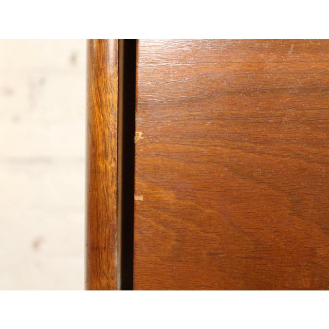 Wood Mid 20th Century Modern Walnut Highboy Dresser With Burl Handles For Sale - Image 7 of 10