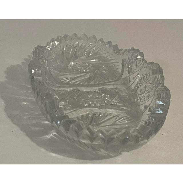 Antique American Brilliant Cut Glass Candy or Relish Dish. This elegant piece is intrically hand cut with hobstars and...