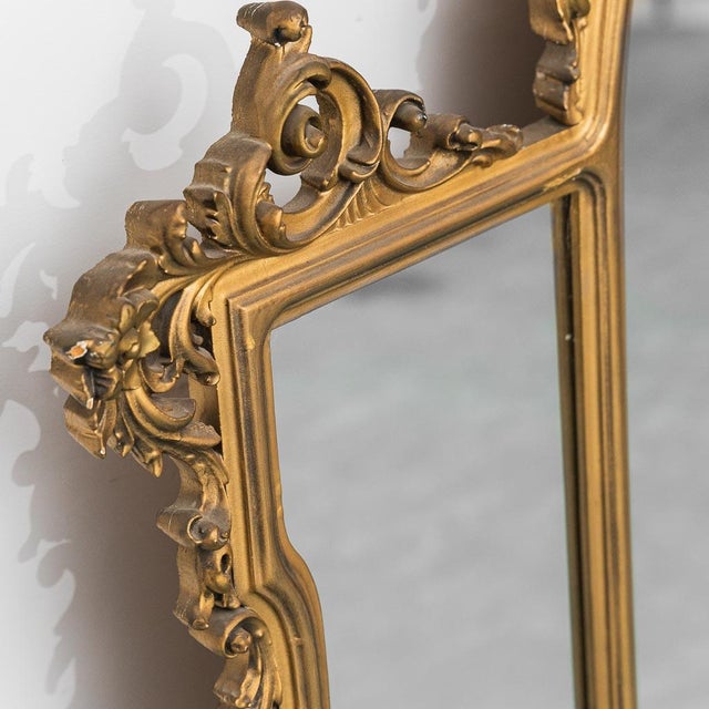 1950s Gilded Wooden Wall Mirror, 1950s For Sale - Image 5 of 8