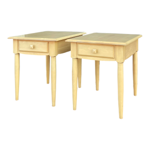 1990s Ethan Allen American Dimensions Contemporary Maple 1 Drawer Side Tables - a Pair (15-8303)