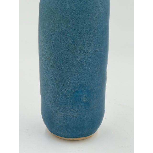 Vintage Studio Pottery Blue Vase For Sale - Image 4 of 5