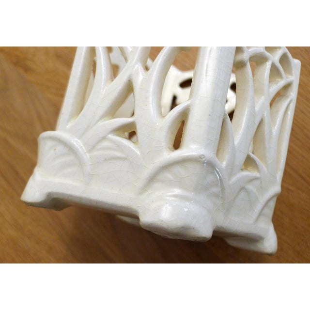Small Art Nouveau Neo-Gothic Style Openwork Pot or Letter Holder in Earthenware, Early 20th Century For Sale - Image 13 of 15