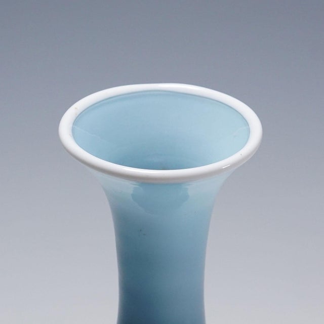Glass Tomaso Buzzi for Venini Vase in Light Blue and Lattimo Glass Ca. 1933 For Sale - Image 7 of 7