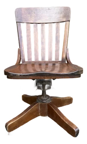 Early 20th Century Solid Oak Swivel, Reclining Vintage Rolling Office Chair - Made in Usa by Pd Derby Co