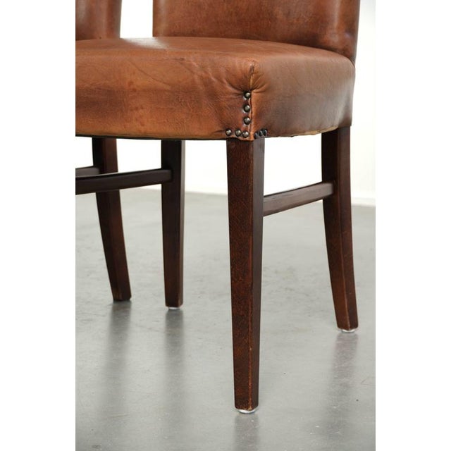 Sheepskin Dining Chairs in Cognac Color, Set of 6 For Sale - Image 15 of 18