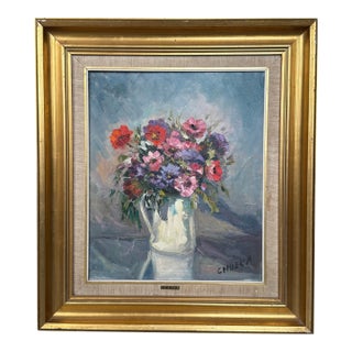 20th Century Oil on Canvas Spanish Flowers Painting, signed by Chueca For Sale