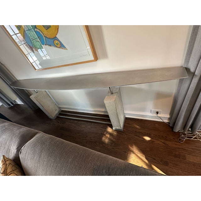 Contemporary Michael Heltzer Steel and Cast Stone Console Table One of a Kind For Sale - Image 3 of 8