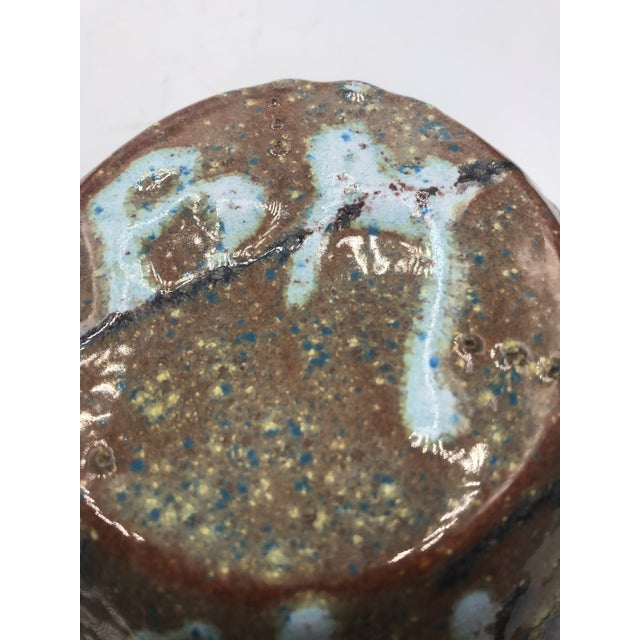 Olive 1960s Vintage Asian Modern Pottery Bowl For Sale - Image 8 of 9