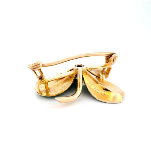 Early 20th Century Antique Krementz & Co. 14k Four Leaf Clover, Old European Cut Diamond, Brooch For Sale - Image 5 of 13