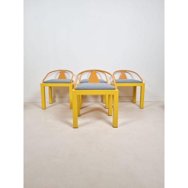 Blue Postmodern Armchairs, 1980s, Set of 4 For Sale - Image 8 of 8