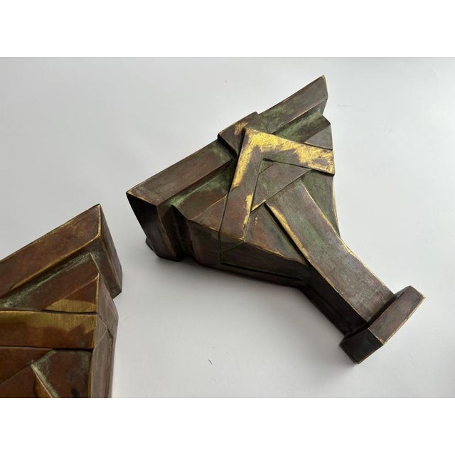 Deco Italian Wall Lamps in Bronze from Banci, 1970s, Set of 2 For Sale - Image 6 of 14