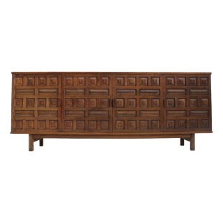 Vintage Spanish Brutalist Sideboard, 1970s For Sale