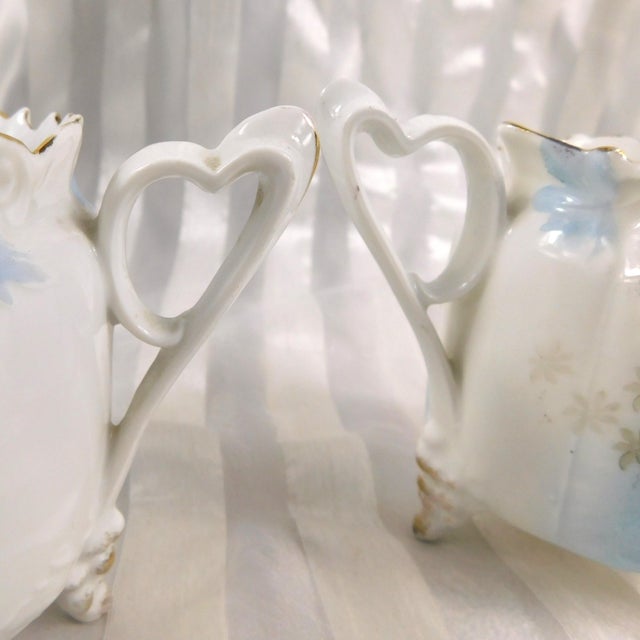 Contemporary 1920s Reinhold Schlegelmilch Rs Prussia Sugar and Creamer Set With Heart Shaped Handles For Sale - Image 3 of 6