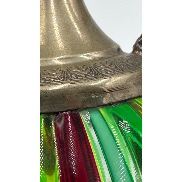 Silver 1940s Italian Silver Handblown Murano Art Glass Oggetti Venini Colorful Mini Pitcher For Sale - Image 8 of 11