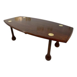 1970s Italian Mid-Century Modern Dining Table in Stained Ash With Brass Inlays For Sale