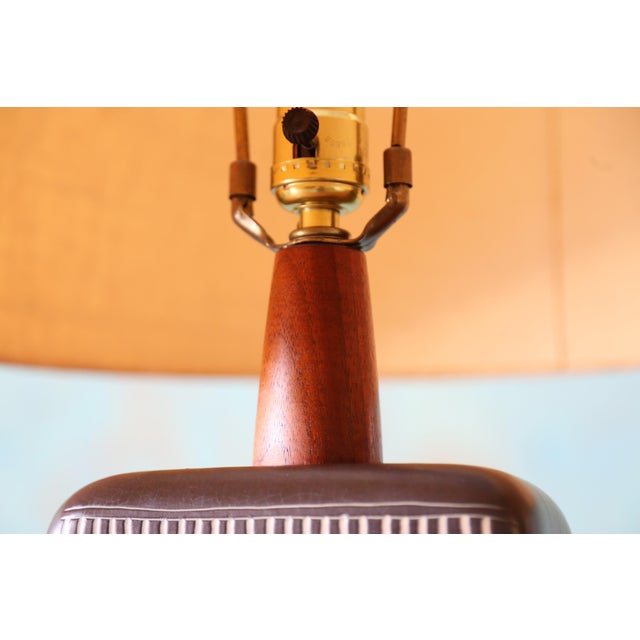 Wood 1960s Gordon and Jane Martz M242 Lamp for Marshall Studios Matte Black Tan Incised 33.75" For Sale - Image 7 of 13