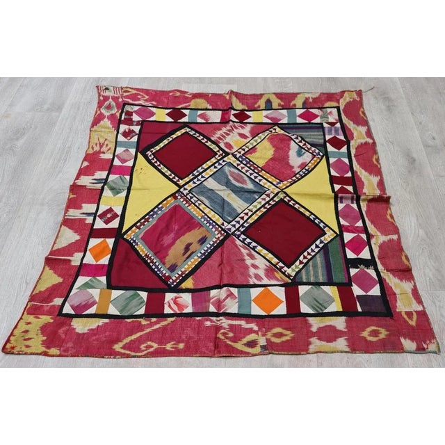 Vintage Embroidered Uzbek Wall Hung Patchwork Tapestry, 1920s For Sale - Image 3 of 12