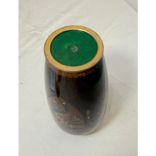 Antique Signed Japanese Ando Handmade Qing Enamel Silver Floral Cloisonné Vase For Sale - Image 9 of 11