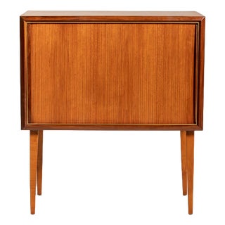 Scandinavian Teak Bar Cabinet with Shutter, 1950s For Sale