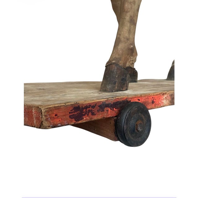 Decorative 19th-Century Carved Wooden Horse on Platform For Sale - Image 11 of 13