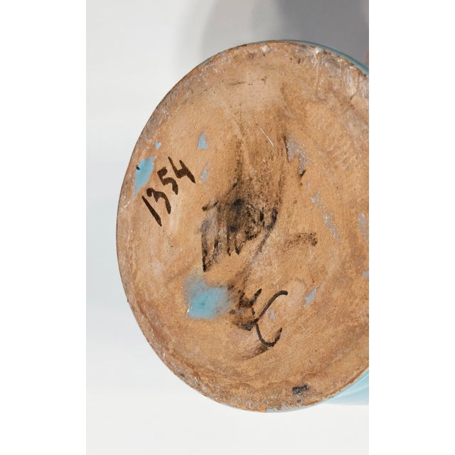 Vintage Turquoise Studio Pottery Pitcher With Parrott Handle For Sale - Image 10 of 10