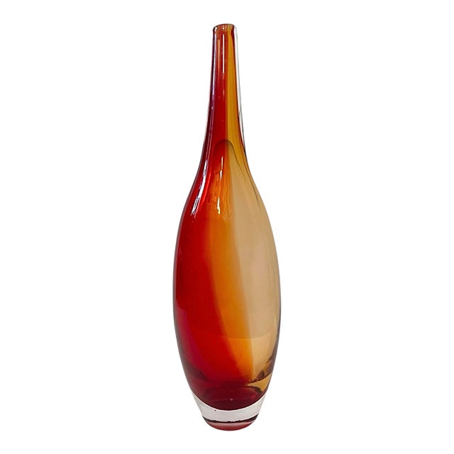 Floris Meydam Leerdam Art Glass Vase. Red and Yellow. McM. 16” For Sale