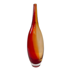 Floris Meydam Leerdam Art Glass Vase. Red and Yellow. McM. 16”