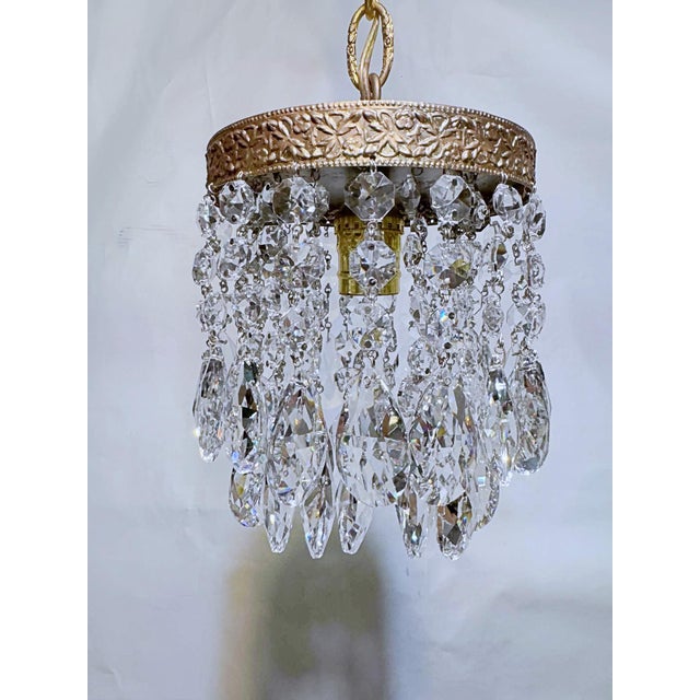 Brass 1950's Italian Brass Rim Chandelier For Sale - Image 8 of 8