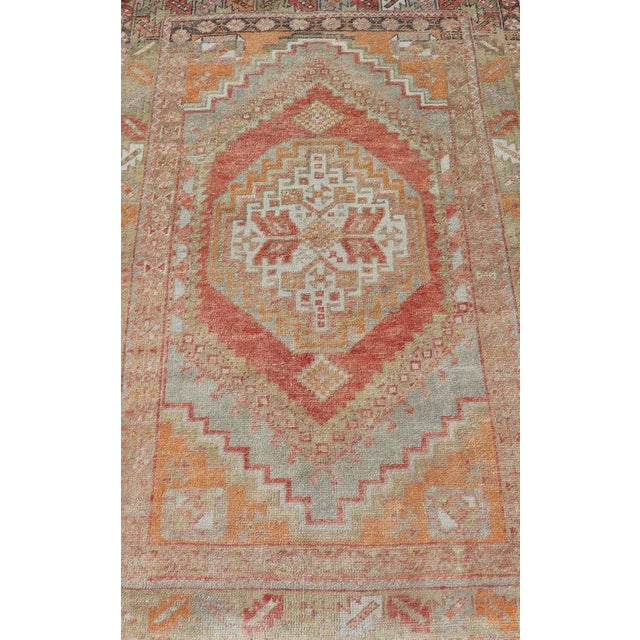 Measures: 3'7 x 5'7 Turkish Vintage Oushak Rug With Medallion Design With Interconnected Motifs. Keivan Woven Arts rug /...