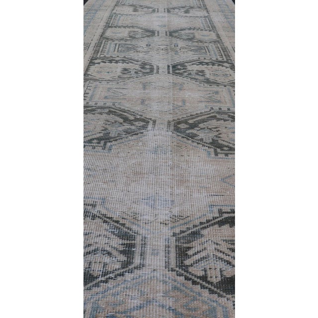 Antique Persian Hamadan Runner With All-Over Medallion Design in Lt. Blue For Sale In Atlanta - Image 6 of 13